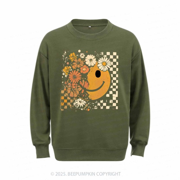 Floral Fall Smiley Face Sweatshirt Beepumpkin 
