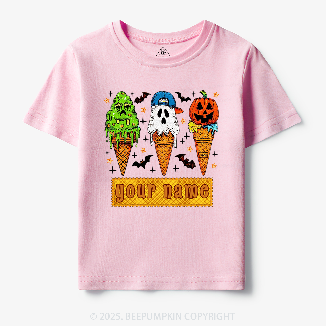 Personalized Name Halloween Spooky Scoops Toddler&Kid's Tees Beepumpkin