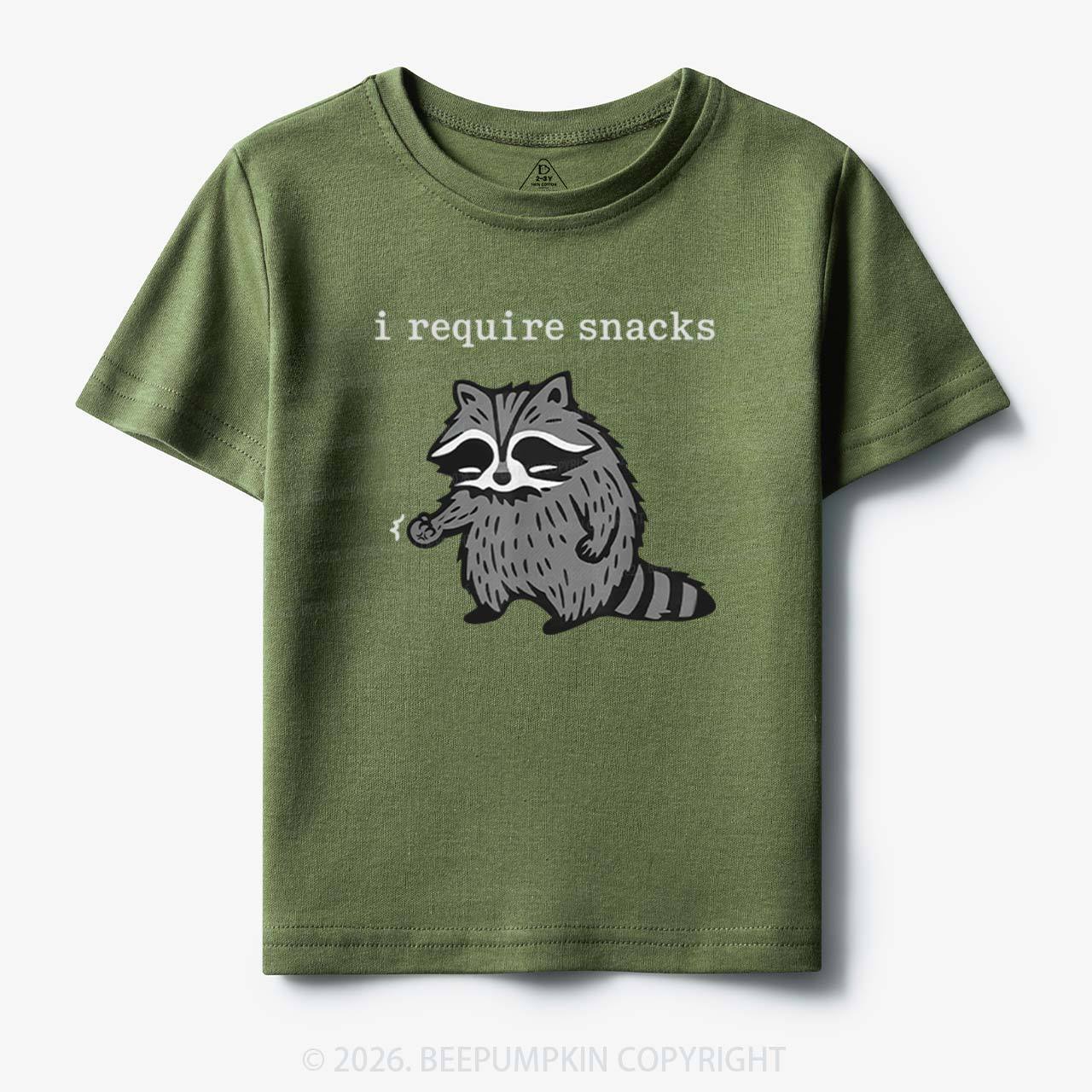 I Require Snacks Raccoon Toddler&Kid's Tees