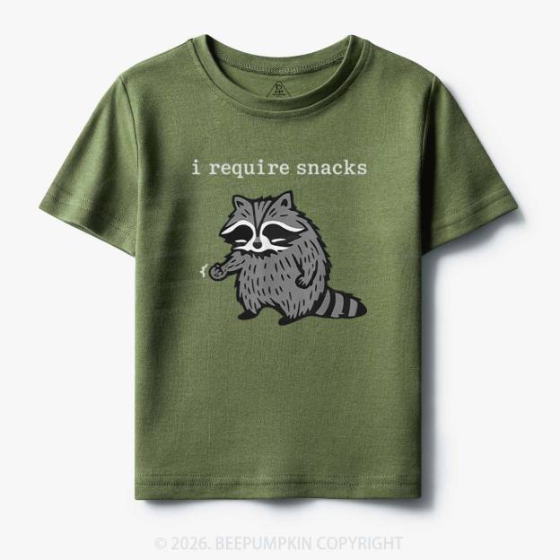 I Require Snacks Raccoon Toddler&Kid's Tees