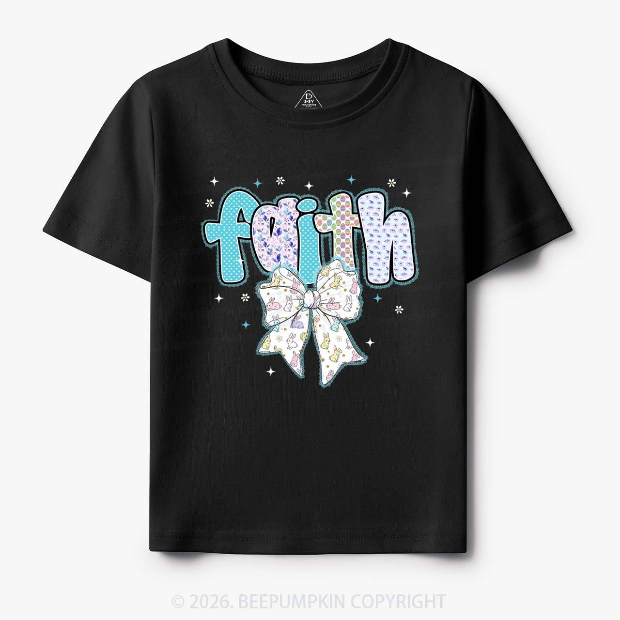 Blooming Faith Bunny Bow Toddler&Kid's Tees