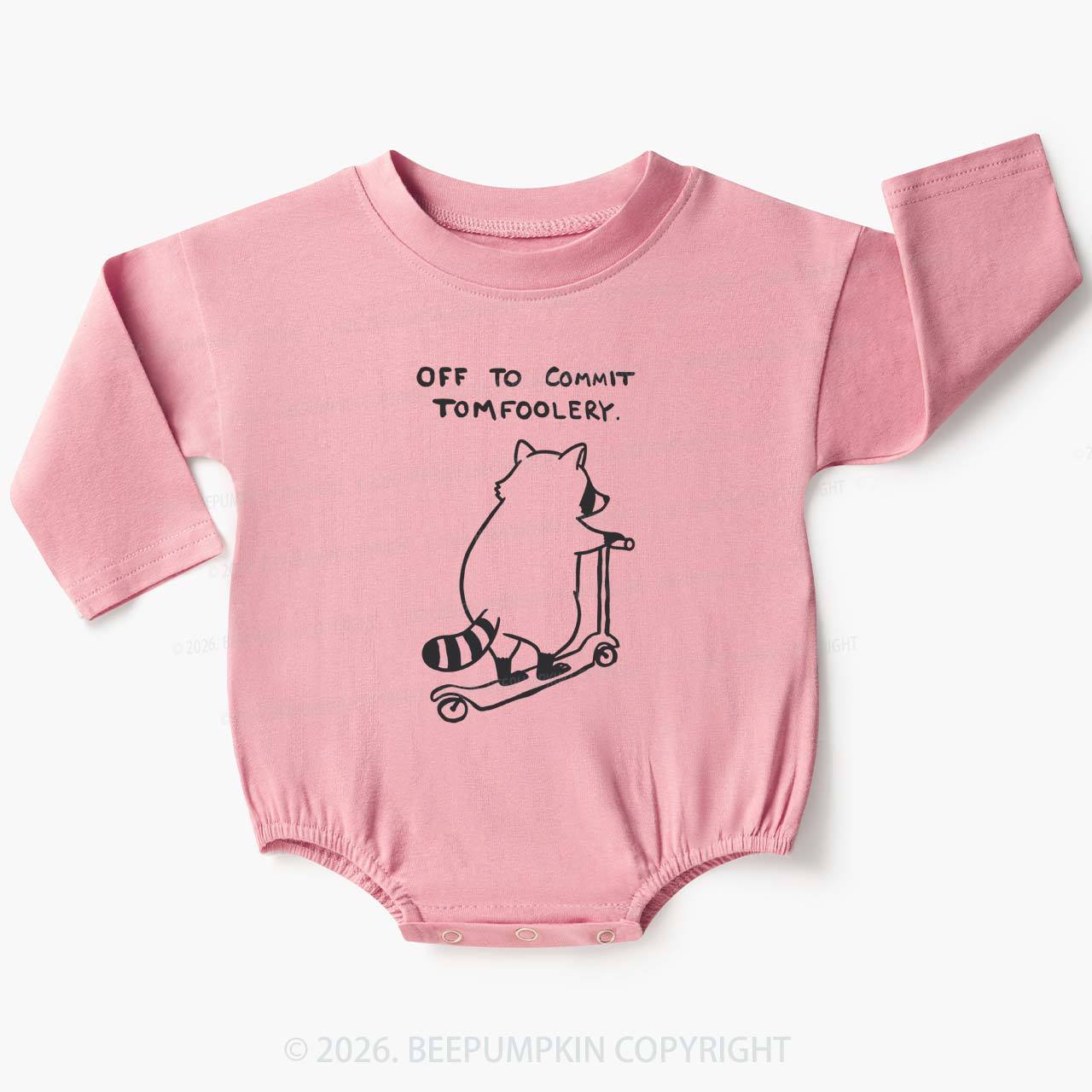 Off To Commit Tom Foolery Silly Raccoon Baby Bubble Romper