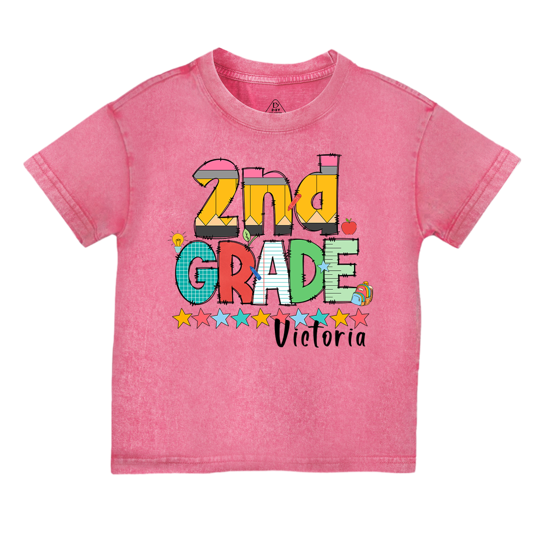 Personalized Pencil Letter Grade Toddler&Kids Washed Tees