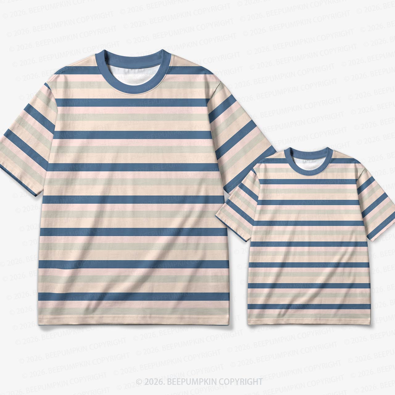 Retro Sandy Shore Stripe Family Matching Ringer T-Shirt