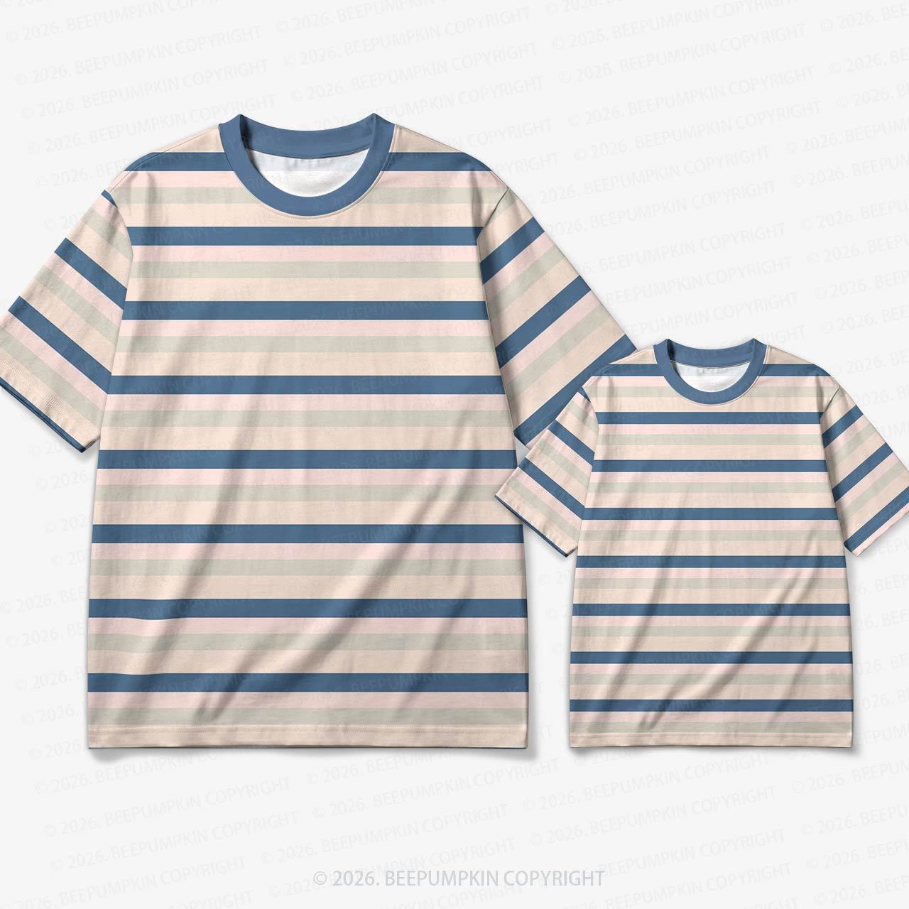Retro Sandy Shore Stripe Family Matching Ringer T-Shirt