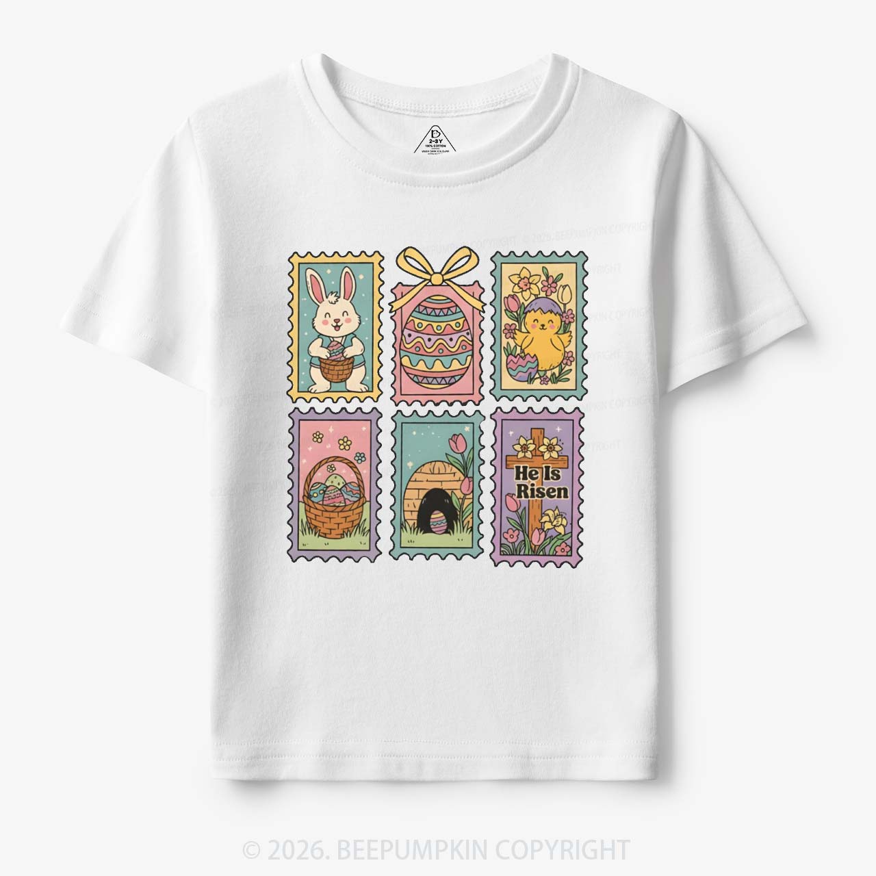 He Is Risen Easter Stamp Toddler&Kid's Tees