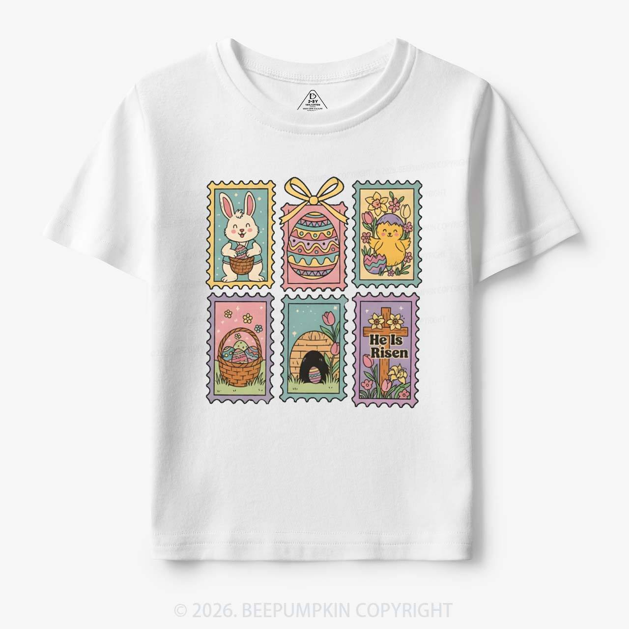 He Is Risen Easter Stamp Toddler&Kid's Tees