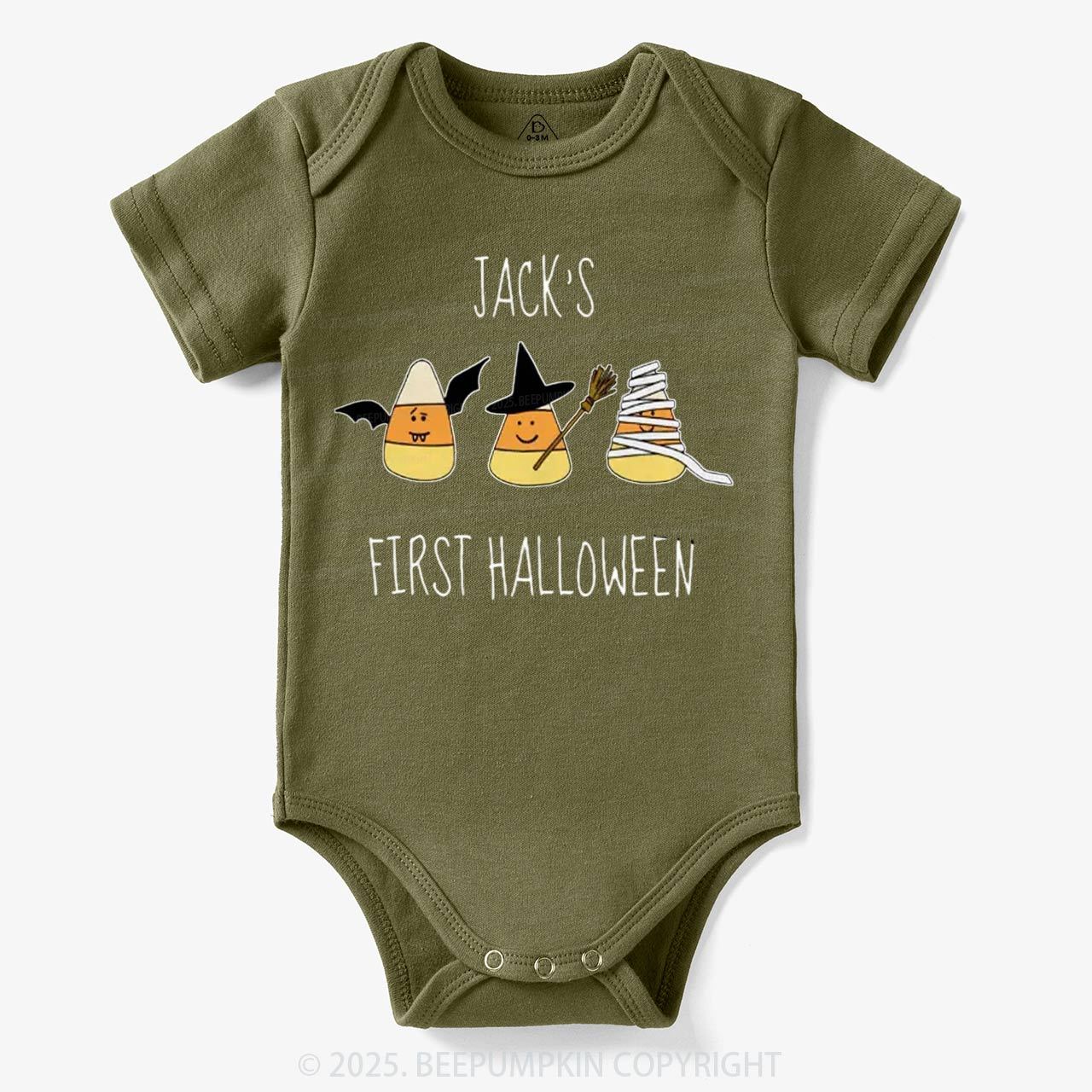 Personalized First Halloween Candy Corn Bodysuit Beepumpkin