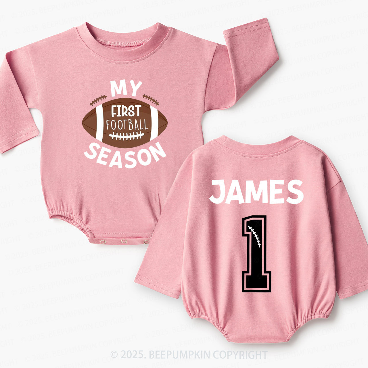 Personalized My First Football Season Baby Bubble Romper Beepumpkin