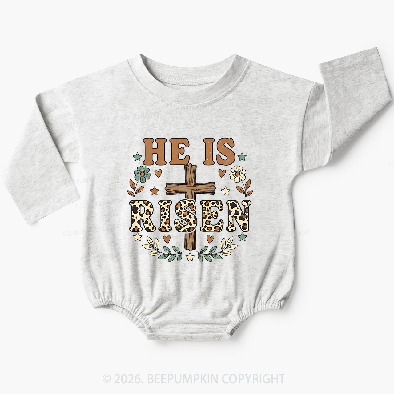 Wild Faith Leopard Cross Baby Bubble Romper