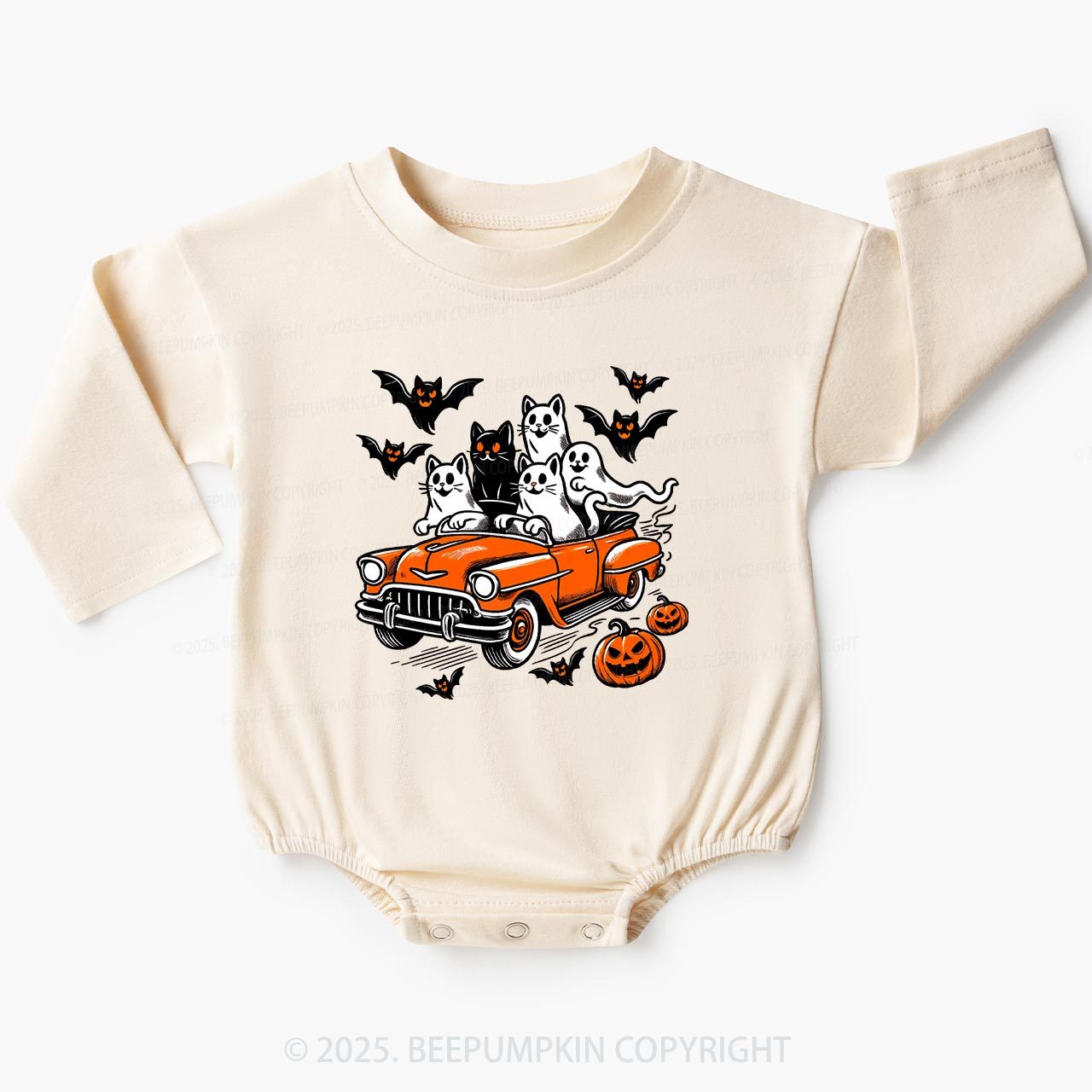 Halloween Cat Ghost Baby Bubble Romper Beepumpkin