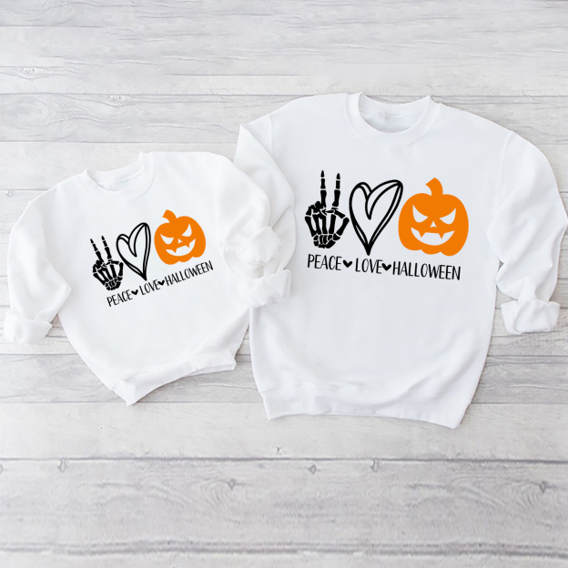 Peace Love Halloween Family Matching Sweatshirts