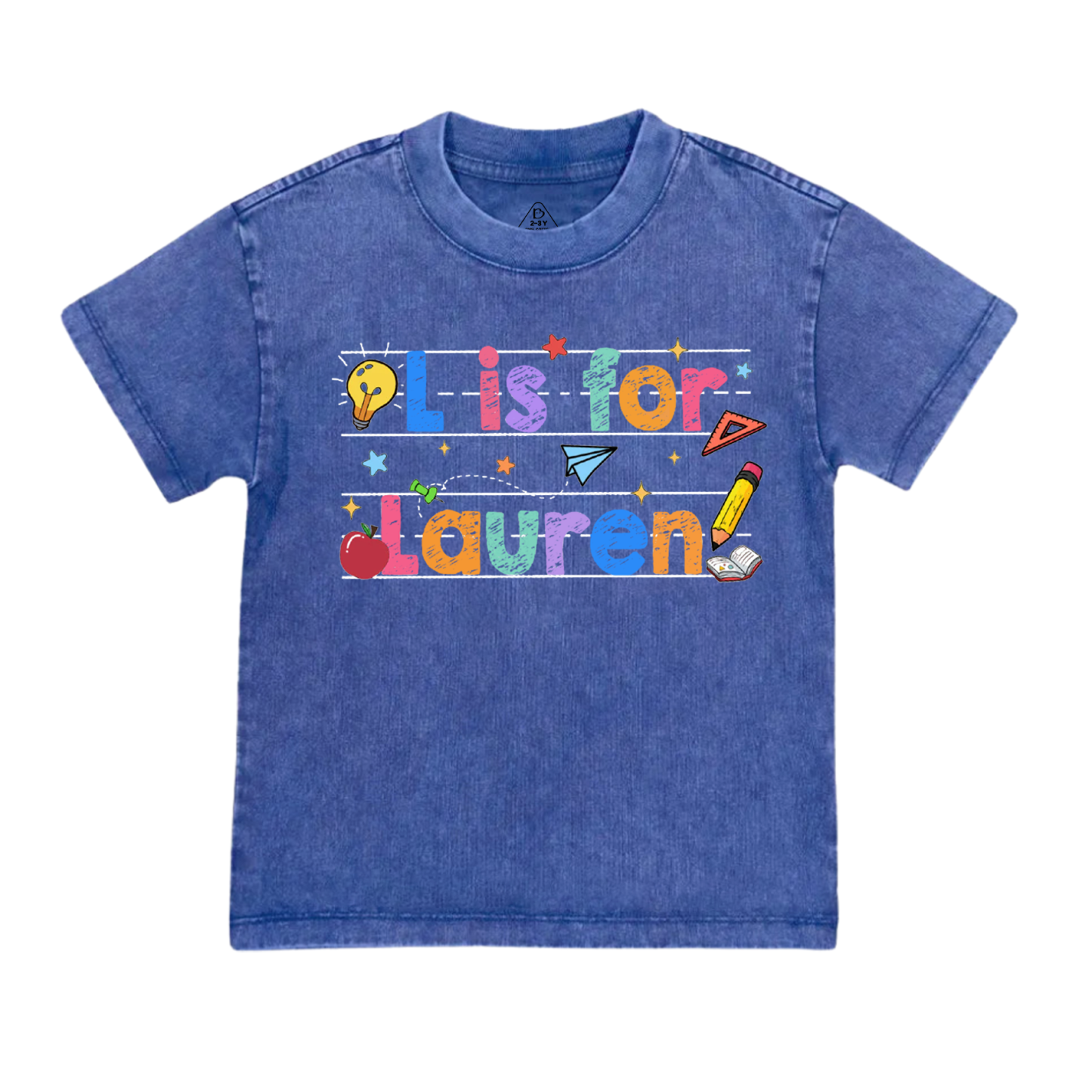 Personalized Kids Crayon Name Toddler&Kids Washed Tees