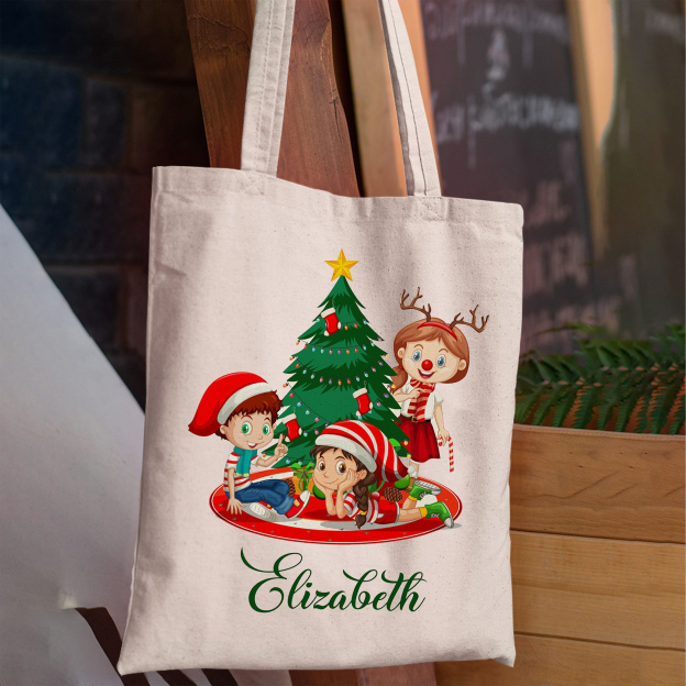 Happy Children Christmas Tote Bag