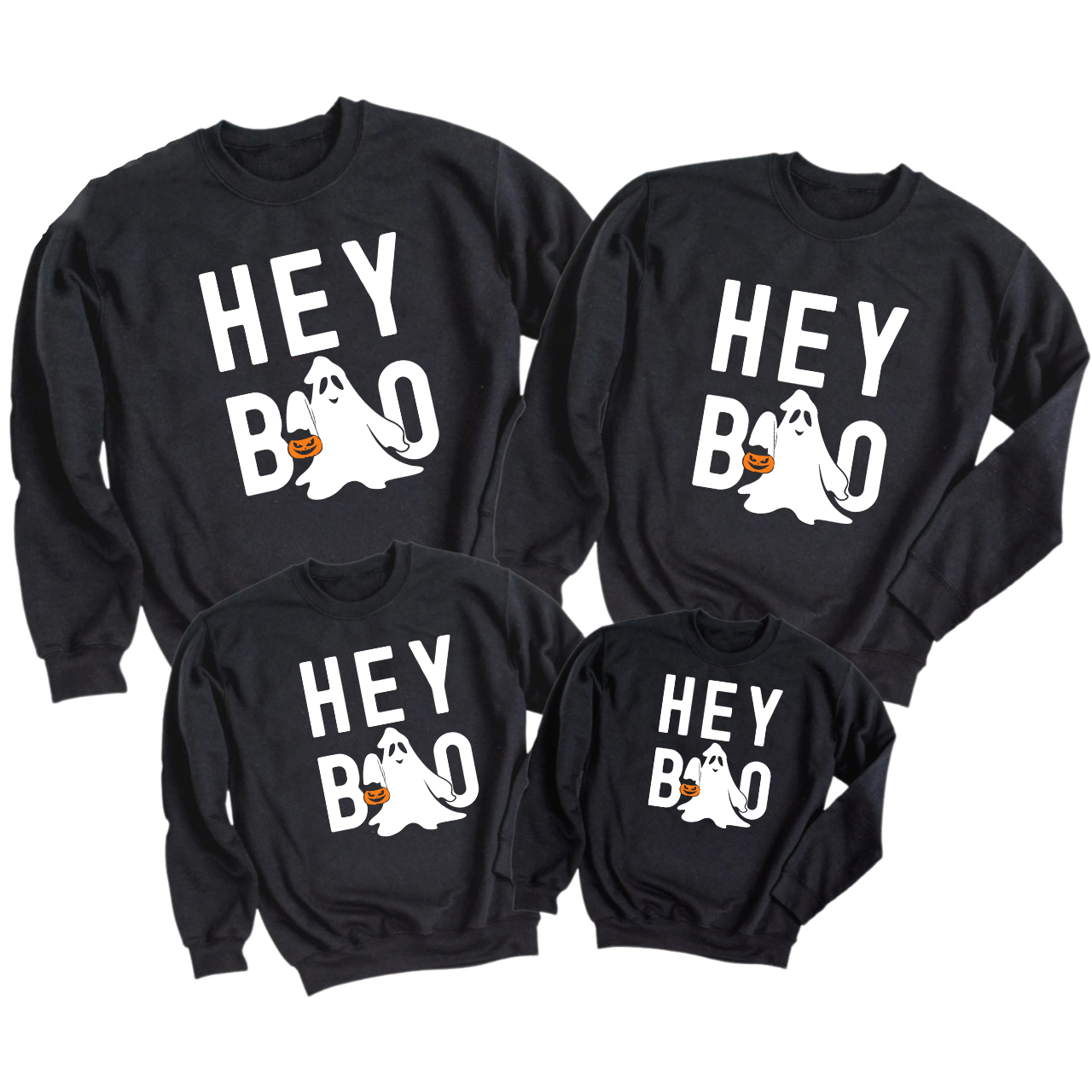Halloween Hey Boo Carrying A Pumpkin Matching Family Sweatshirts