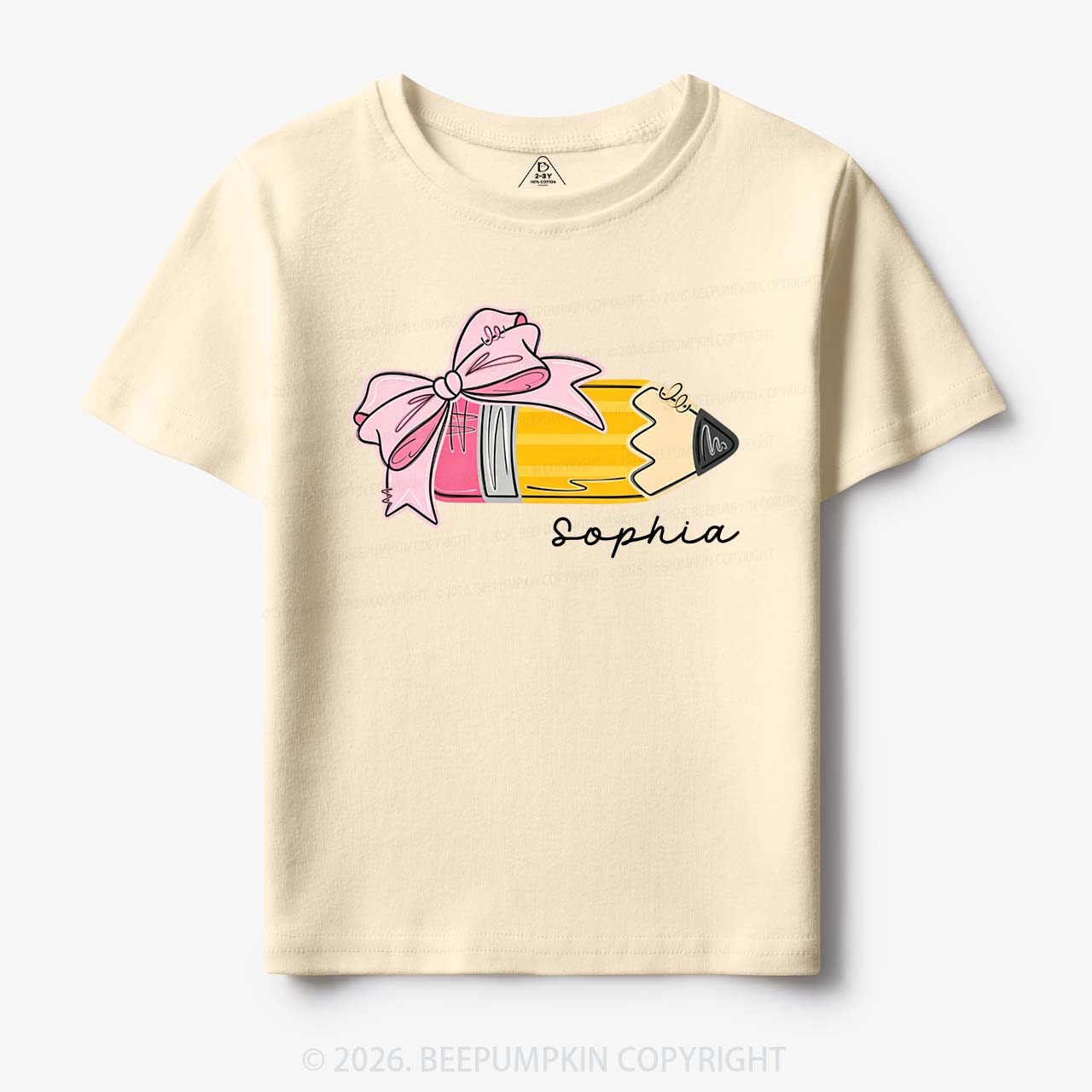 Personalized Name Girls Pencil With Bow Toddler&Kid's Tees