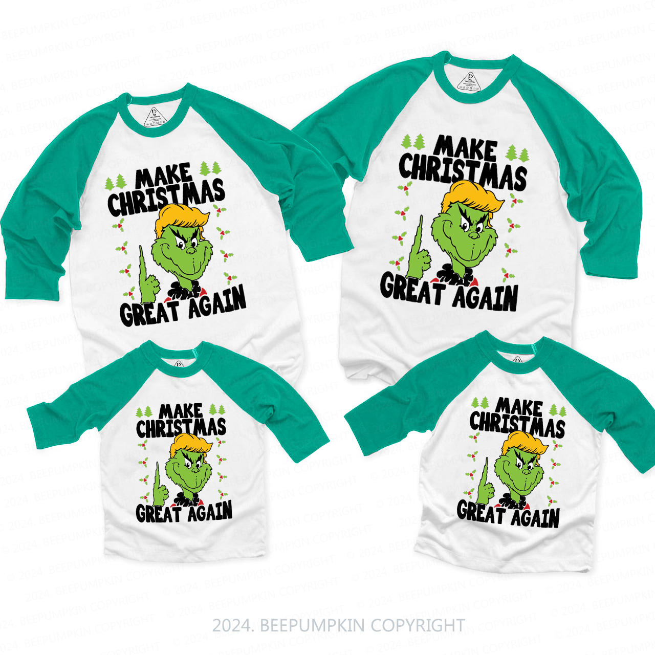 Make Christmas Great Again Family Matching Raglan Sleeves T-Shirts Beepumpkin 