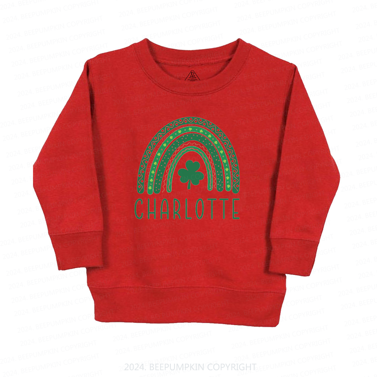 Personalized Name Rainbow Shamrock Kids Sweatshirt