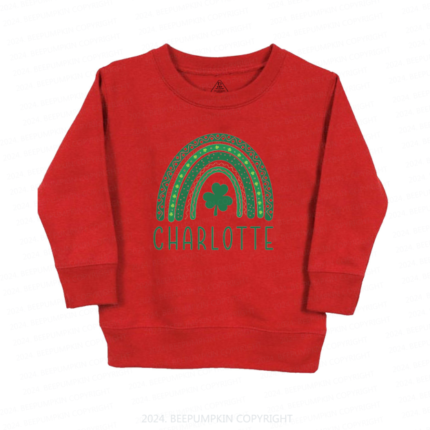 Personalized Name Rainbow Shamrock Kids Sweatshirt