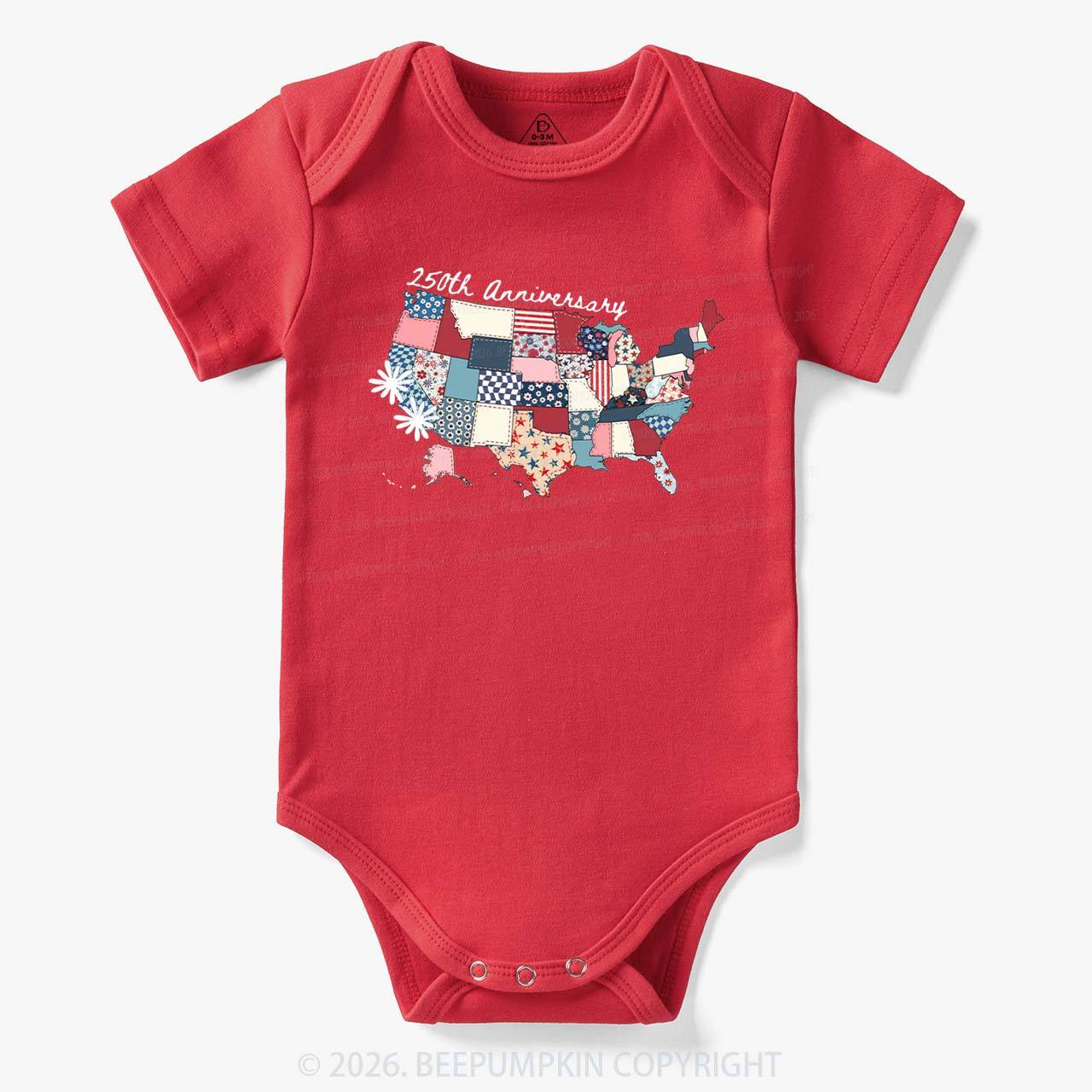 US 250 Years Patriotic Patchwork Bodysuit