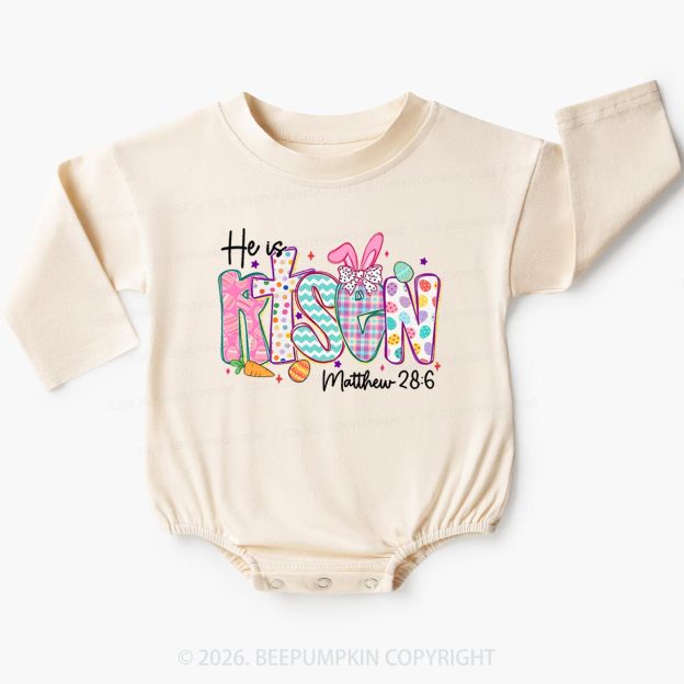He Is Risen Christian Easter Baby Bubble Romper