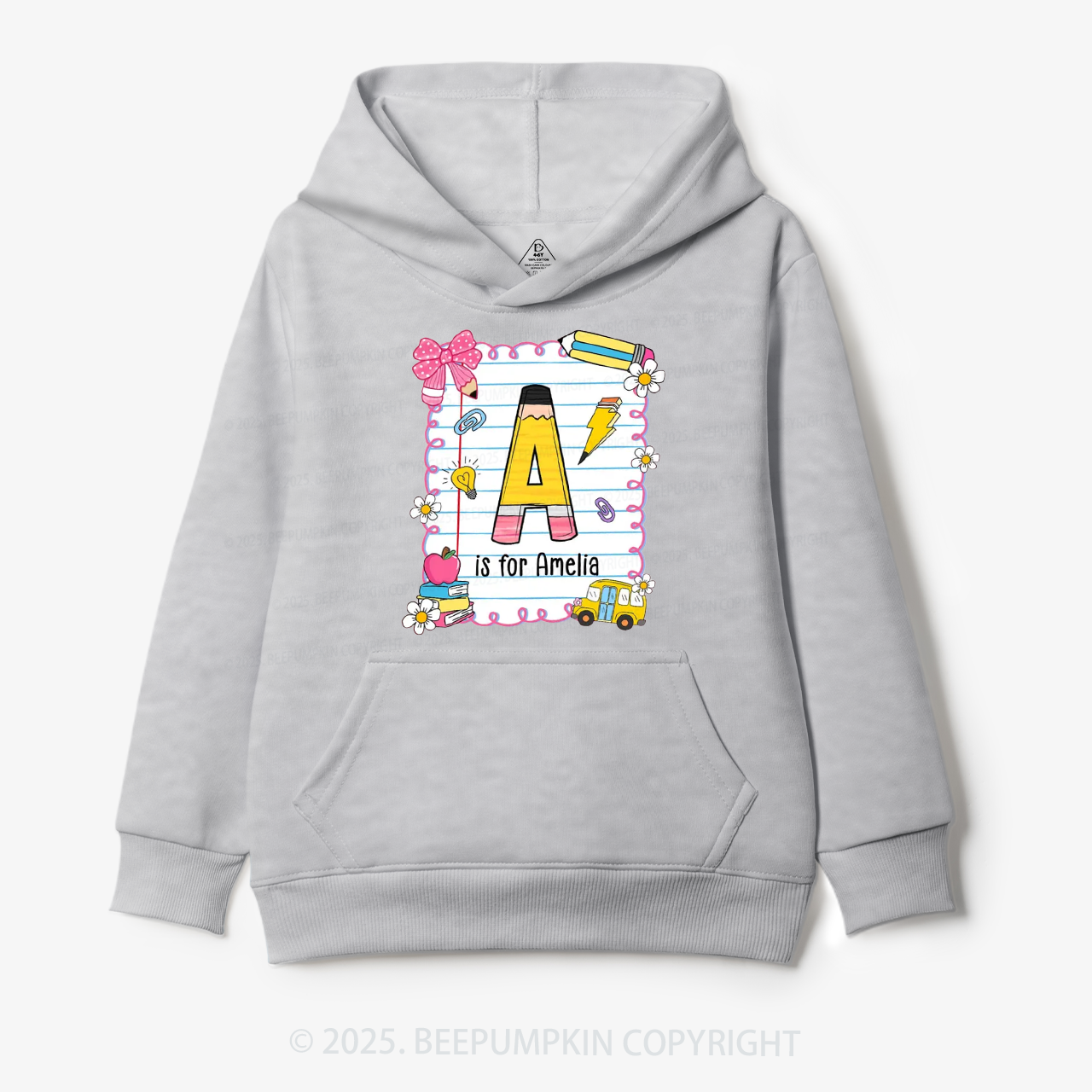 Personalized Alphabet Pencil Name Kid's Hoodies Beepumpkin
