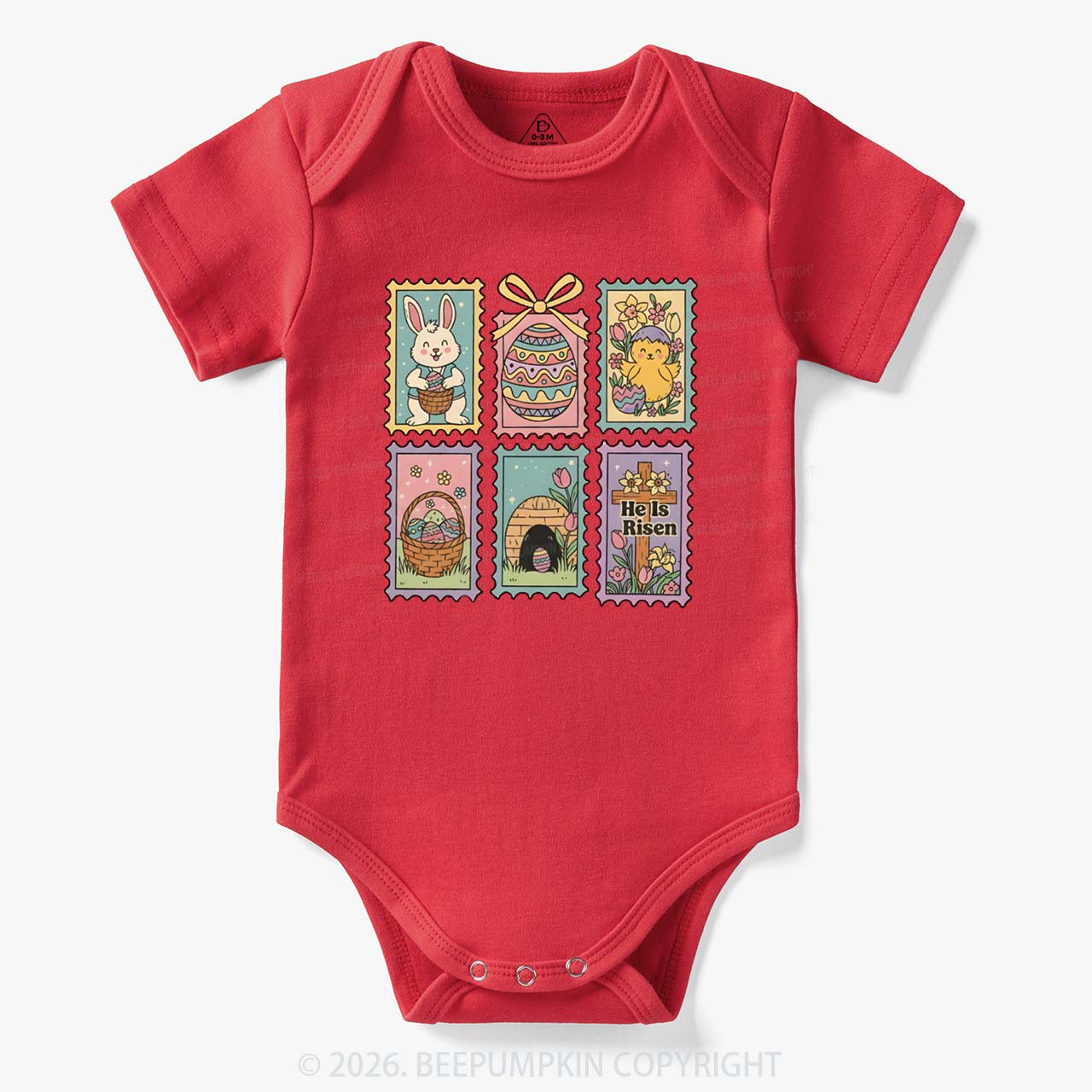 He Is Risen Easter Stamp Baby Bodysuit