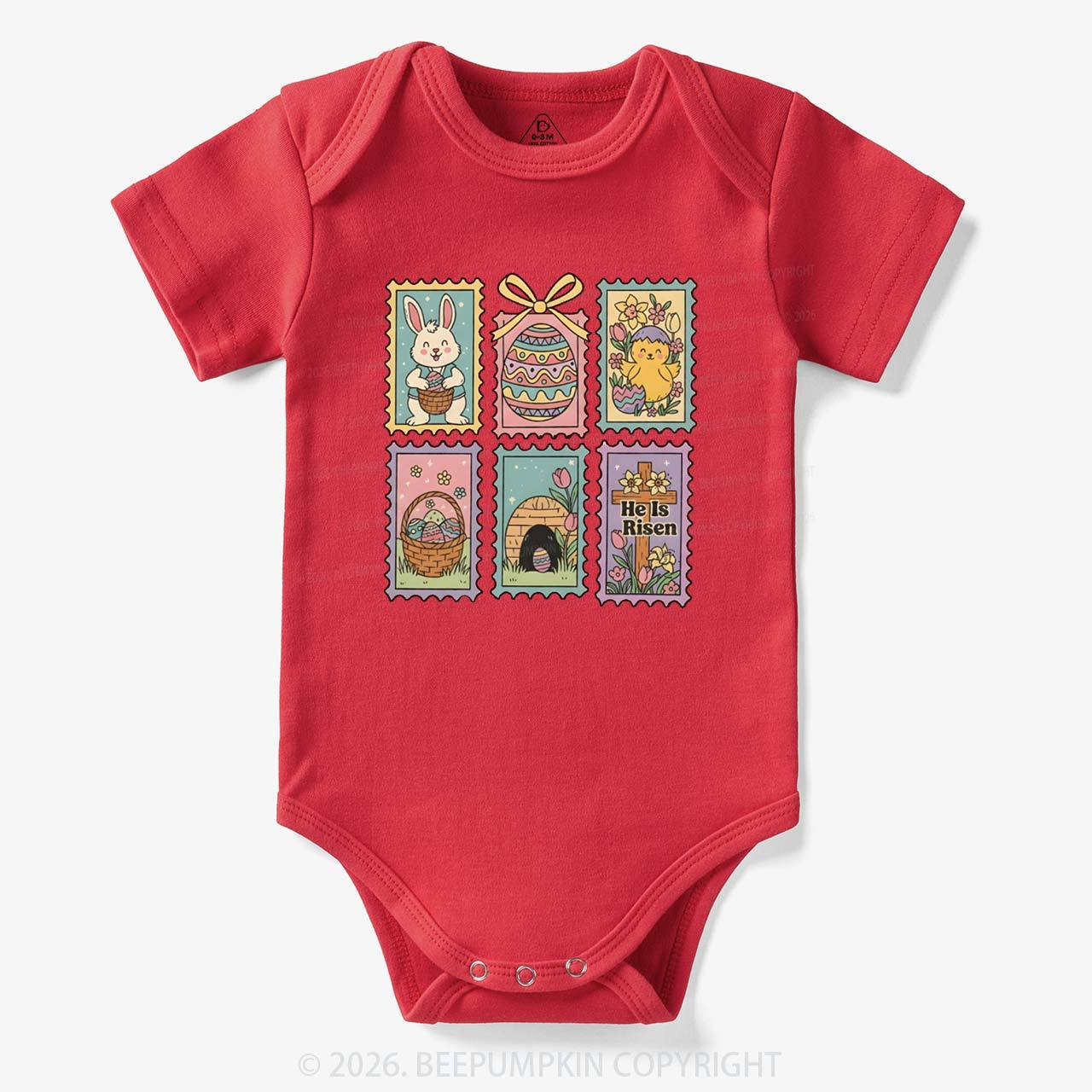 He Is Risen Easter Stamp Baby Bodysuit