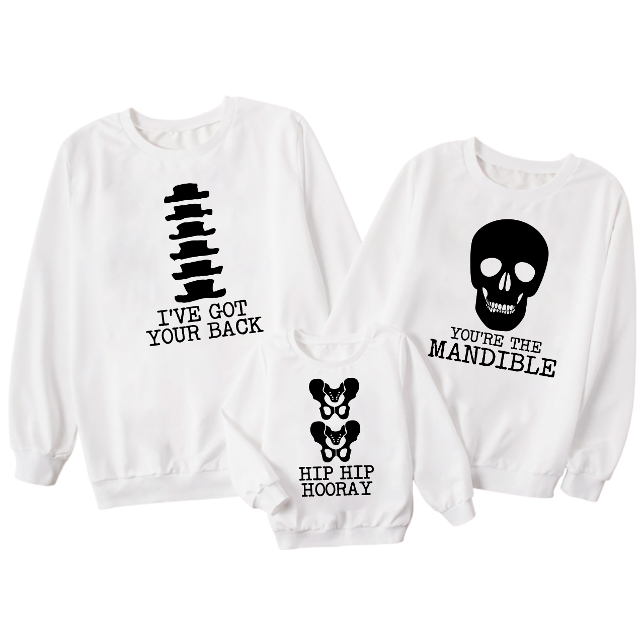 Skeleton Puns Funny Family Matching Halloween Party Sweatshirts