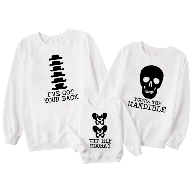 Skeleton Puns Funny Family Matching Halloween Party Sweatshirts