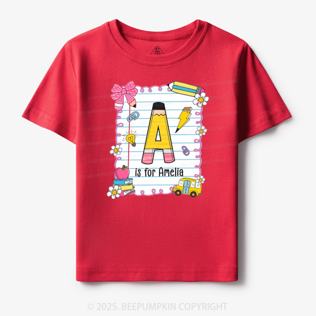 Personalized Alphabet Pencil Name Toddler&Kid's Tees Beepumpkin