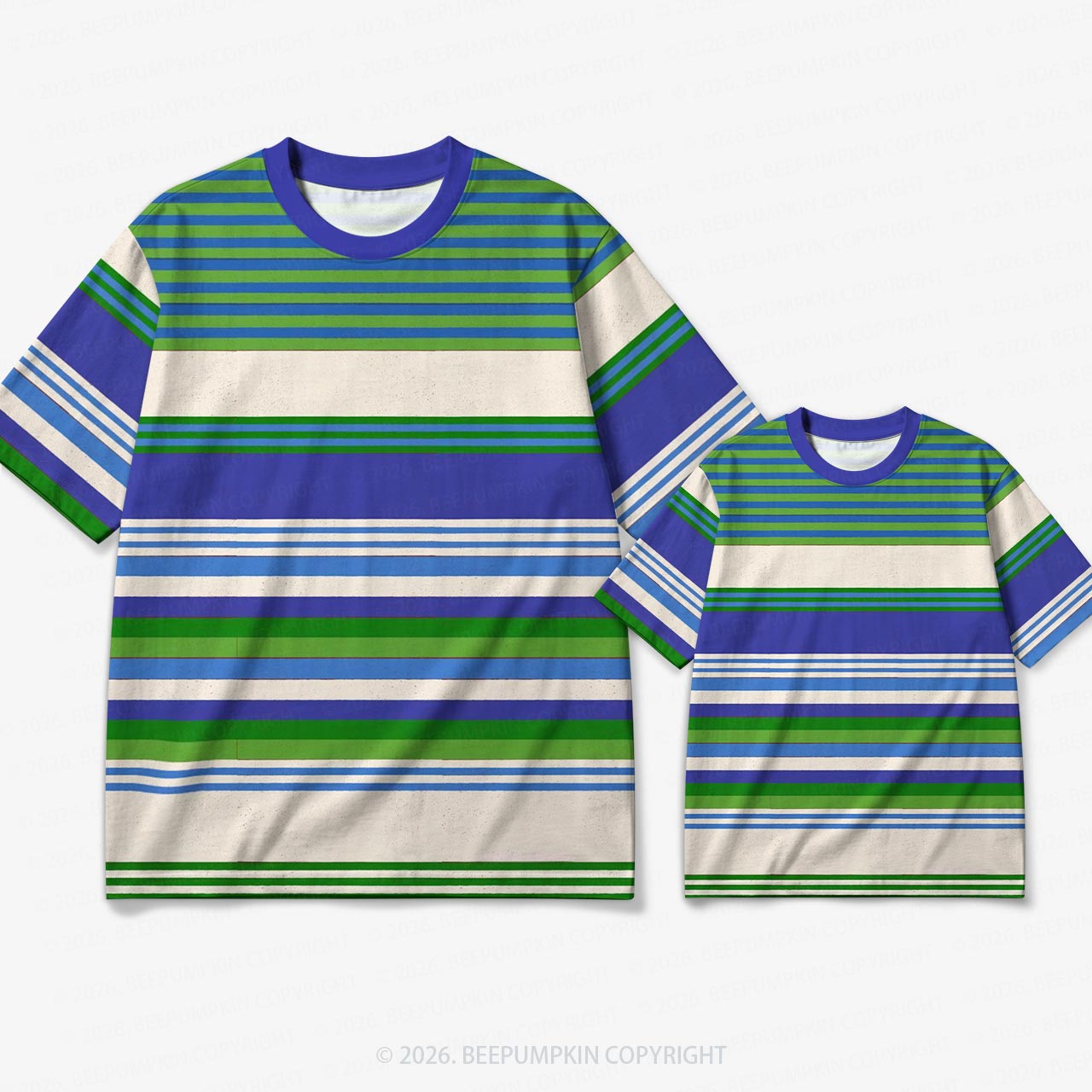 Retro Lake Breeze Stripe Family Matching Ringer T-Shirt