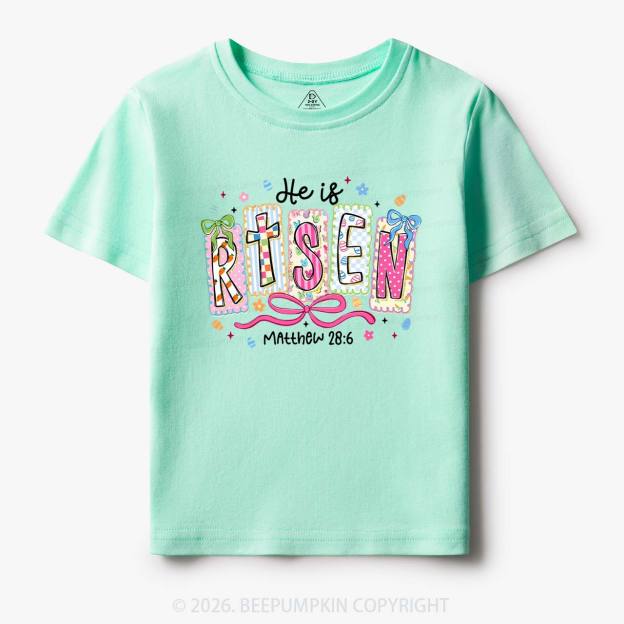 Easter Bow Lettering He Is Risen Toddler&Kids Tees