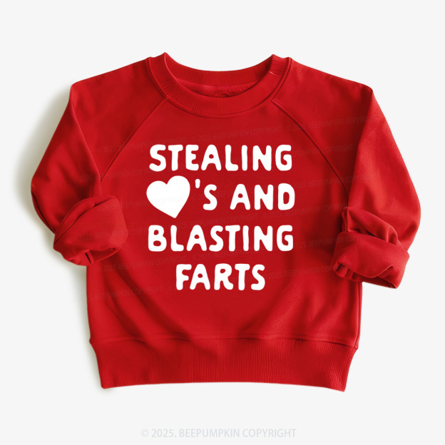 Stealing Hearts Blasting Farts Valentine's Day Kid's Sweatshirt