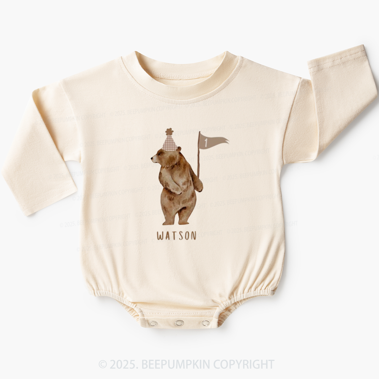 Personalized Beary First Birthday Baby Bubble Romper Beepumpkin