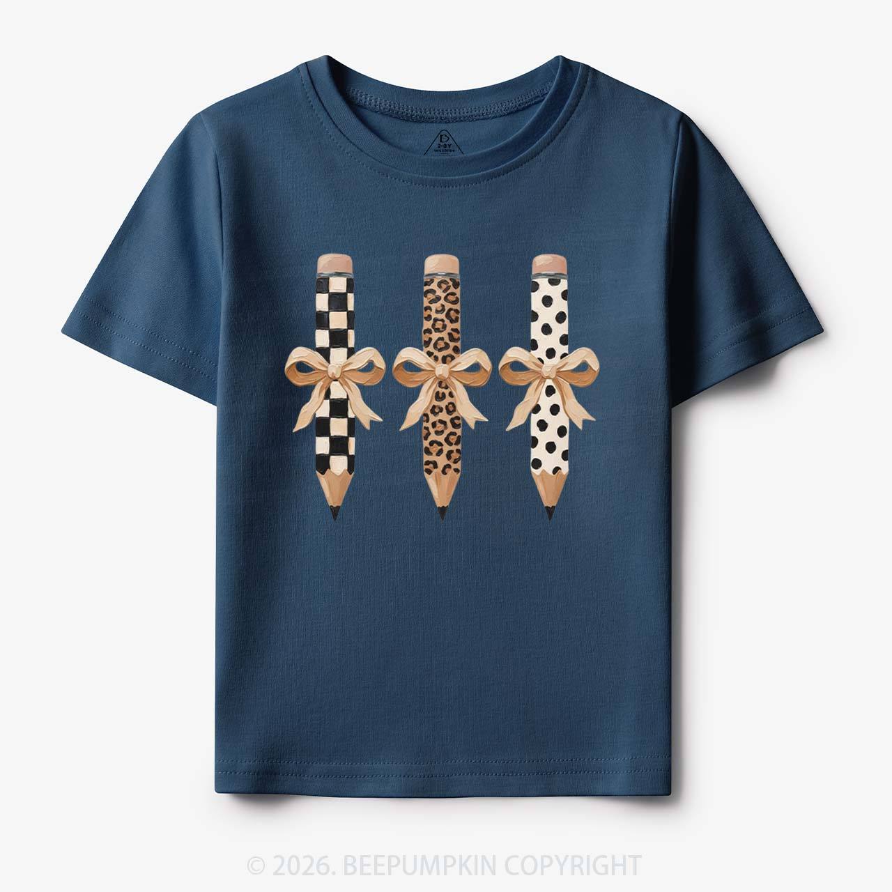 Brushstroke Pencil Bow Preppy Toddler&Kid's Tees