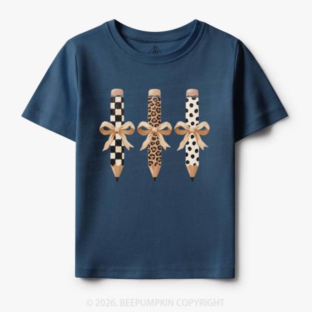 Brushstroke Pencil Bow Preppy Toddler&Kid's Tees
