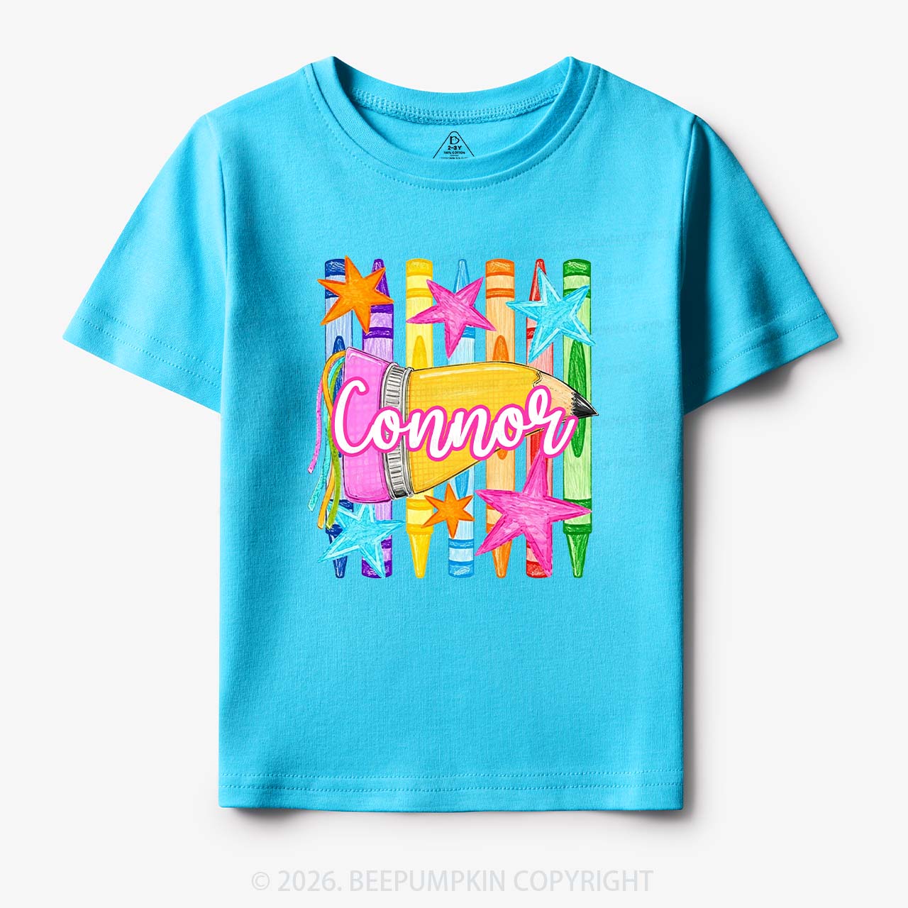 Personalized Name Striped Pencil Crayon Toddler&Kid's Tees