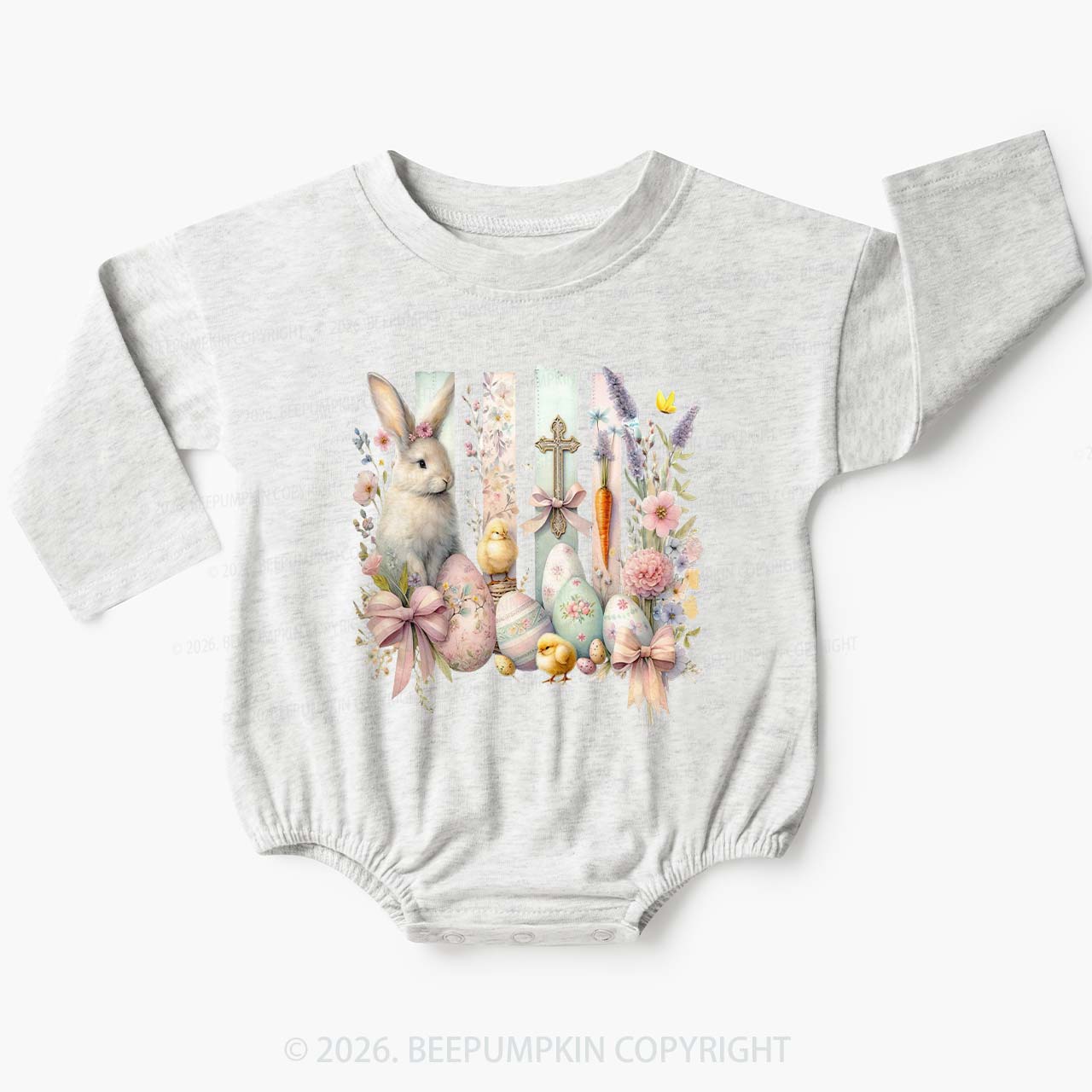 Springtime Faith Bunny Baby Bubble Romper