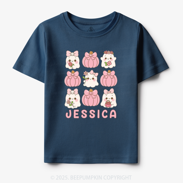 Personalized Ghost Pumpkin Name Halloween Toddler&Kid's Tees Beepumpkin