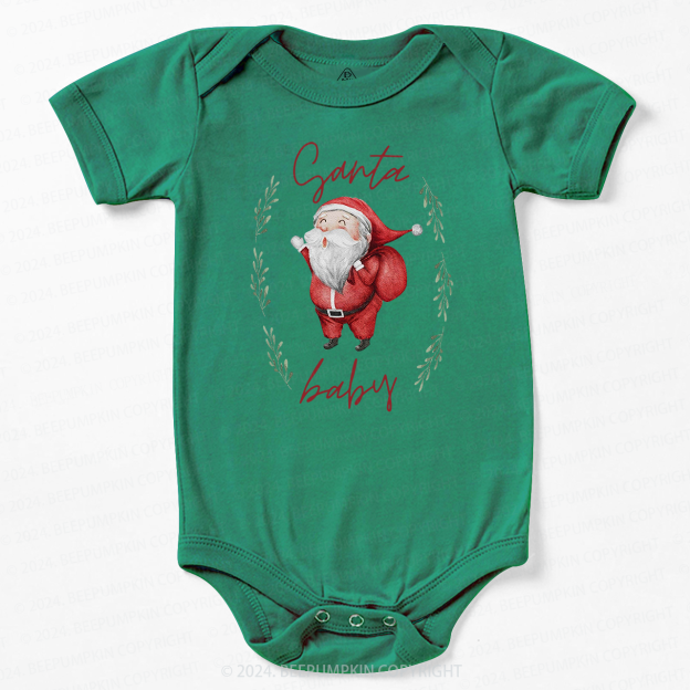 Christmas Santa Flower Baby Bodysuit