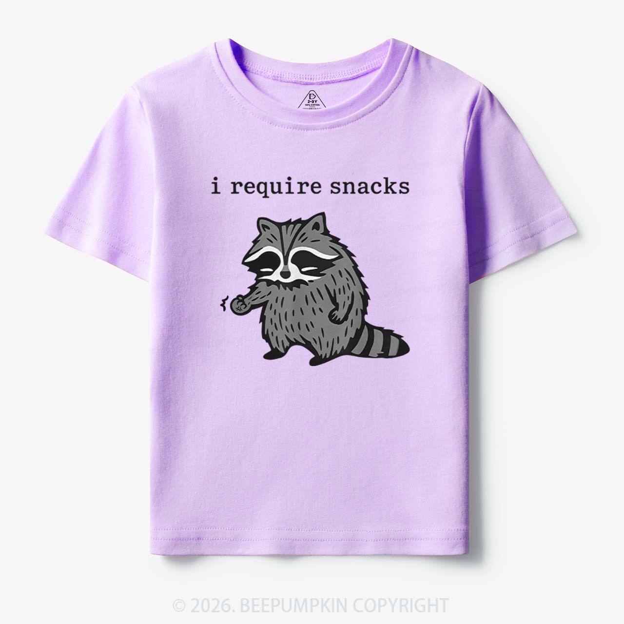 I Require Snacks Raccoon Toddler&Kid's Tees