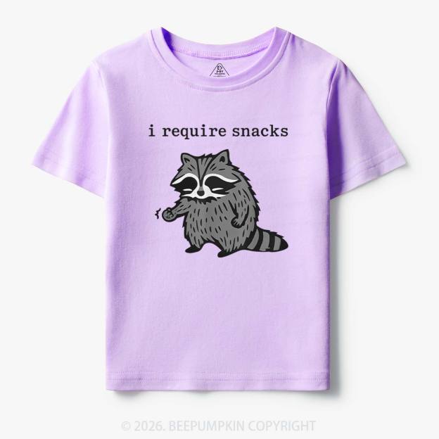 I Require Snacks Raccoon Toddler&Kid's Tees