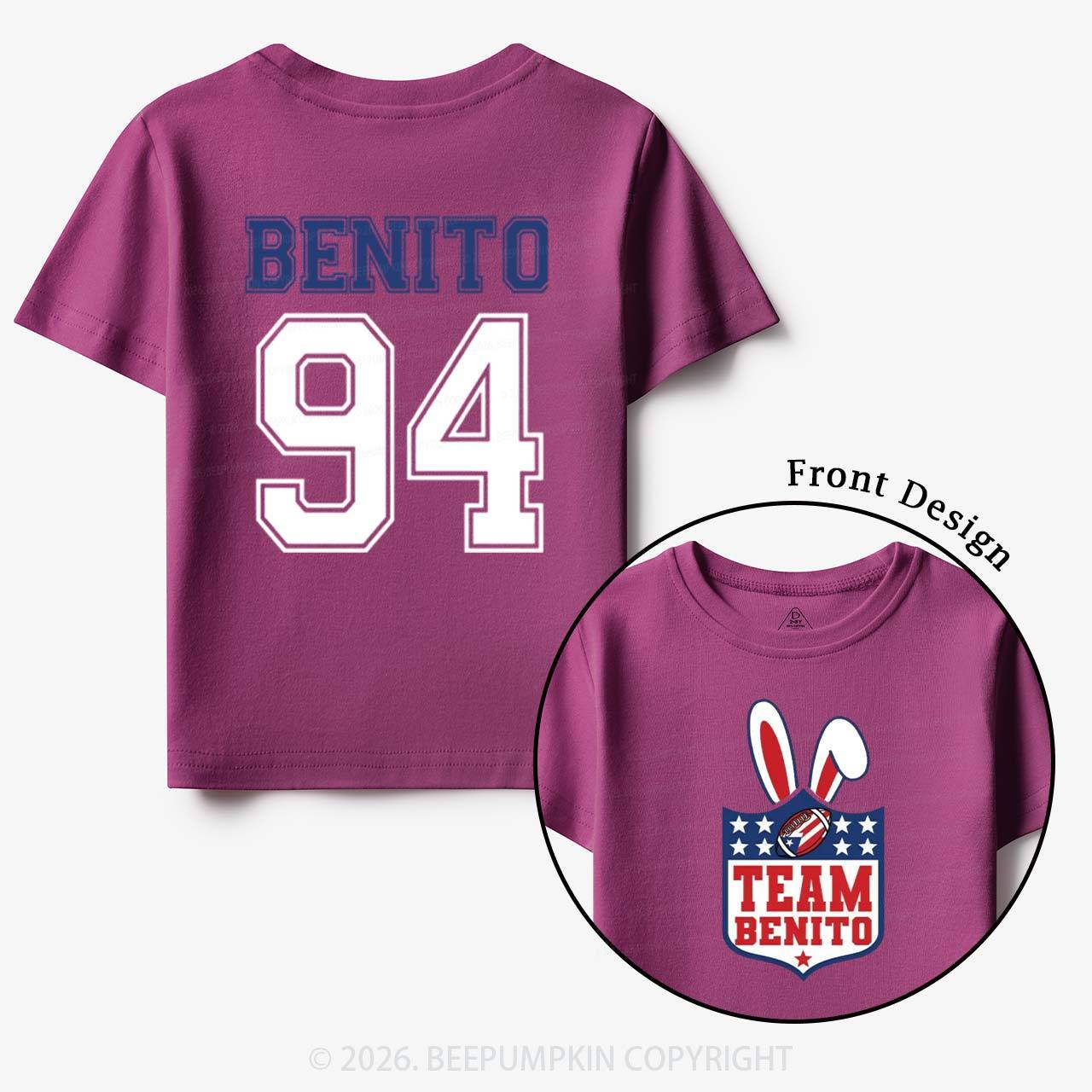 Personalized Vintage Benito Super Football Game Day Toddler&Kids Tees