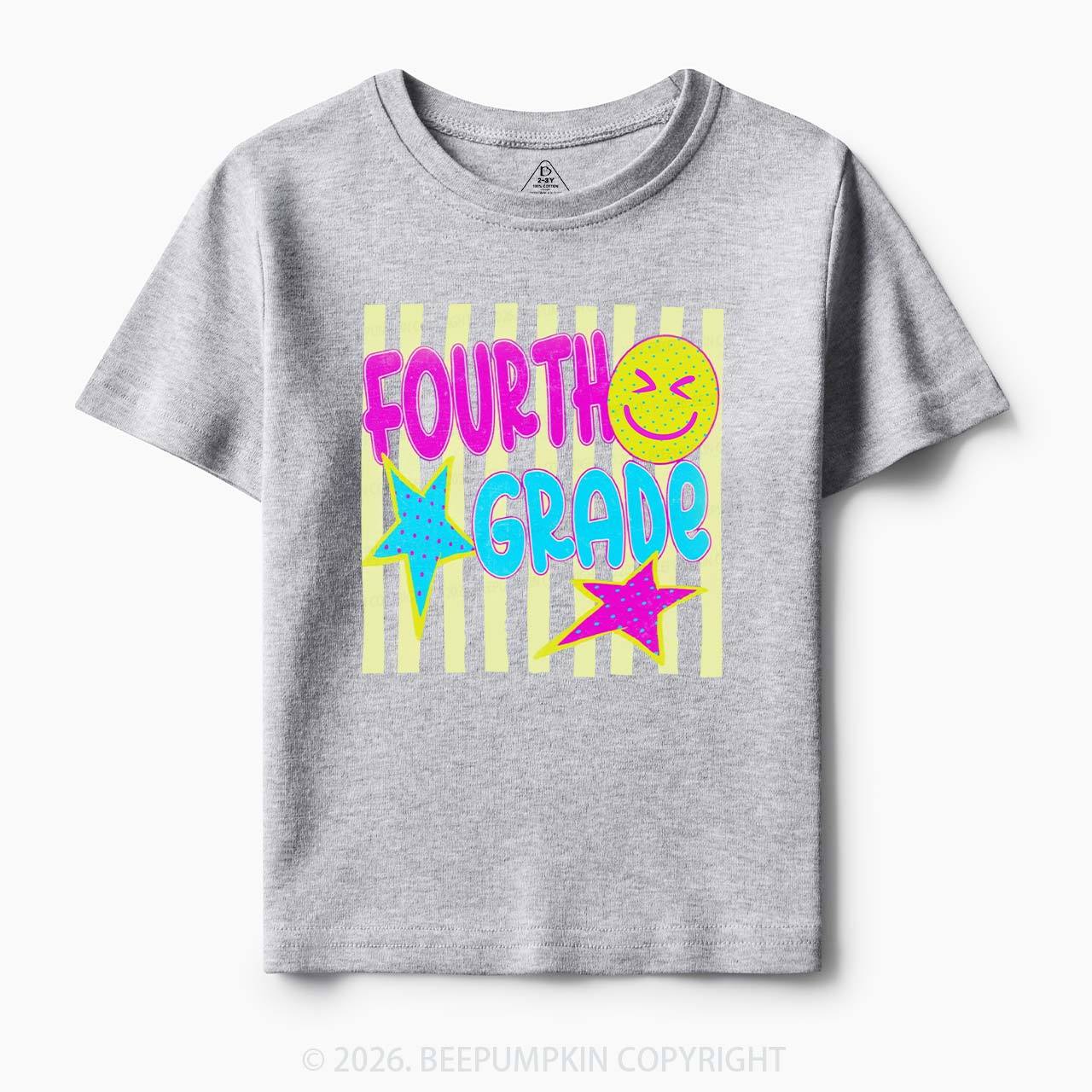 Personalized Neon Striped Grade Back To School Toddler&Kid's Tees
