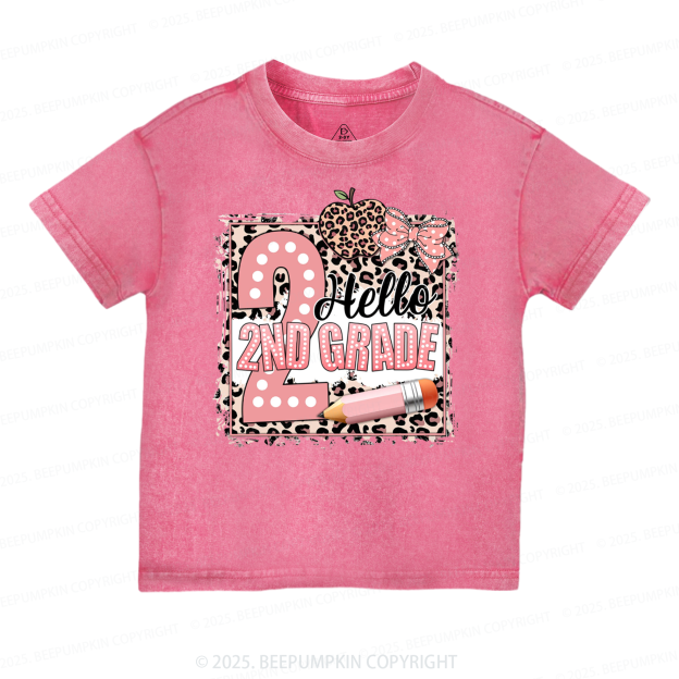 Personalized Leopard Grade Back To School Toddler&Kids Washed Tees