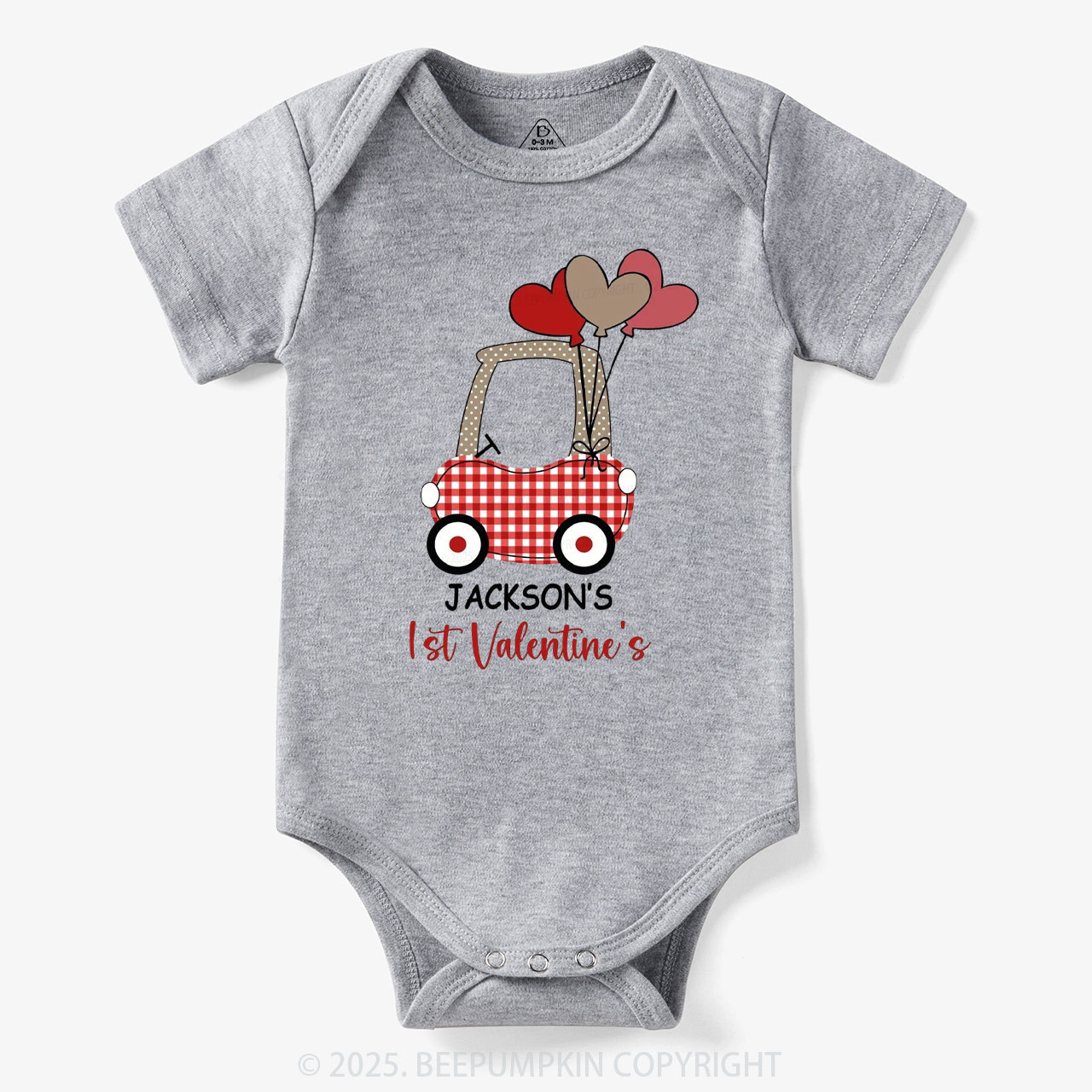Personalized Car My First Valentine's Day Bodysuit Beepumpkin