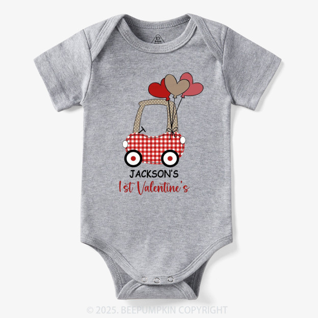 Personalized Car My First Valentine's Day Bodysuit Beepumpkin