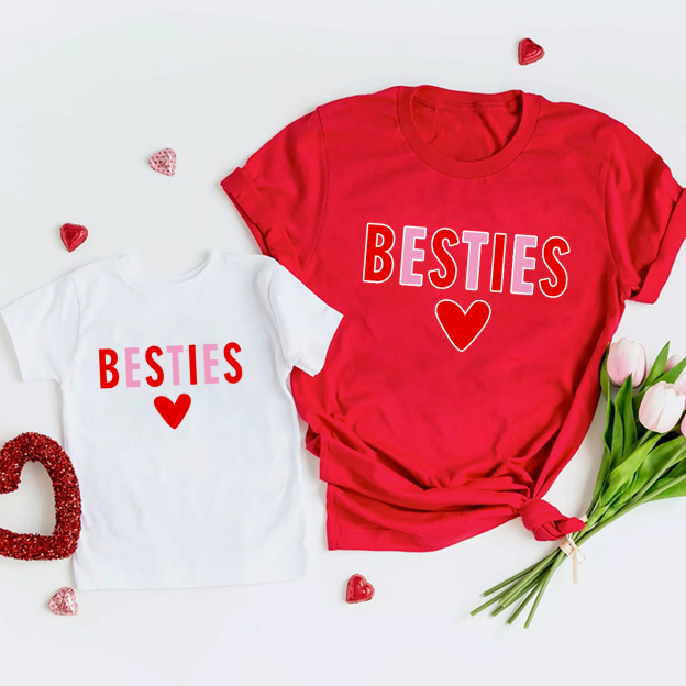 Pretty Besties Mommy And Me Valentines Matching Shirts