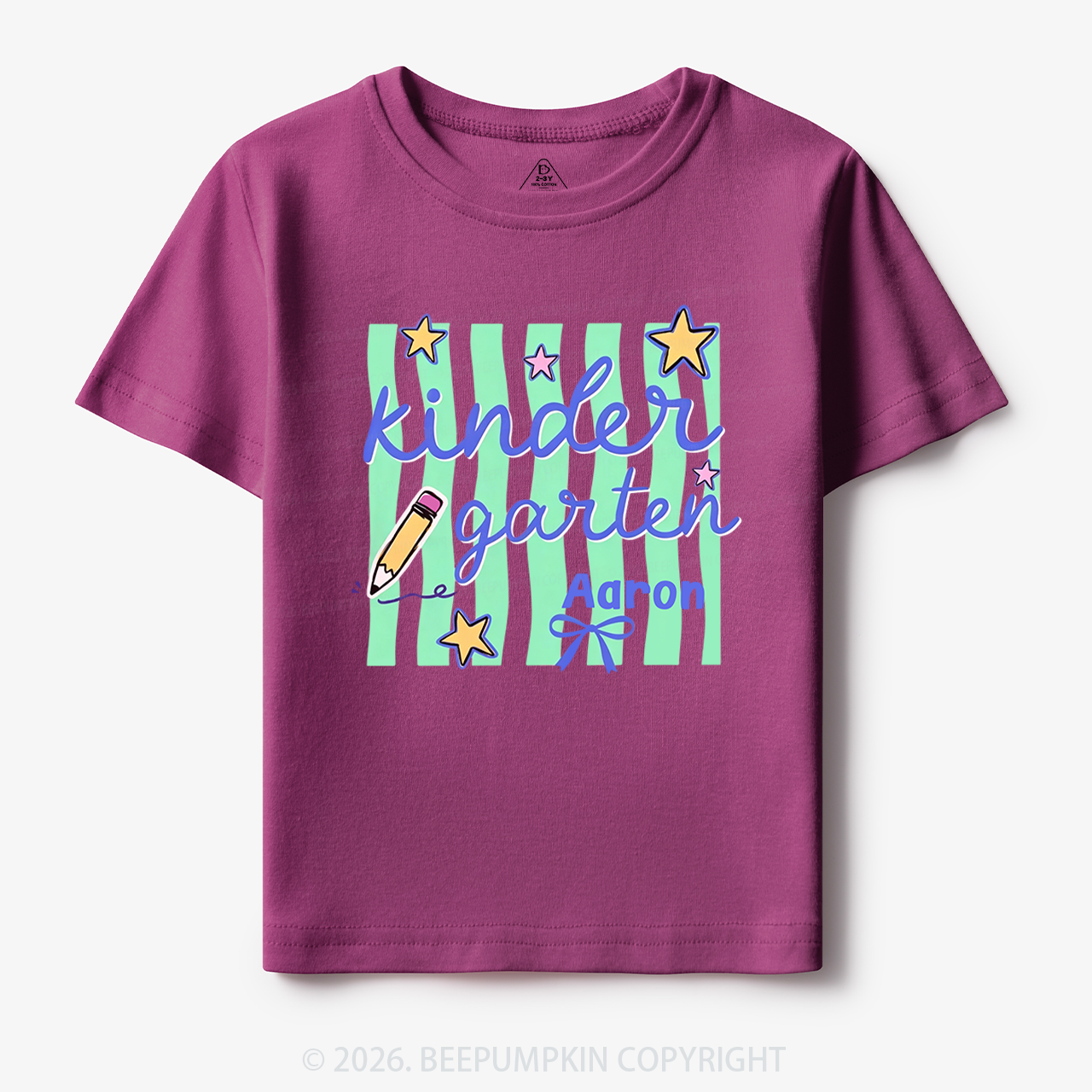 Personalized Retro Stripe Kindergarten Toddler&Kid's Tees